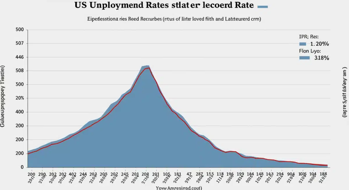 Historical US unemployment rate graph showing trend towards 3.8% in March 2026.
