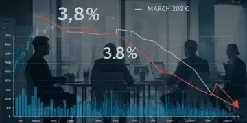 Infographic depicting US unemployment rate dropping to 3.8% in March 2026, highlighting labor market strength.