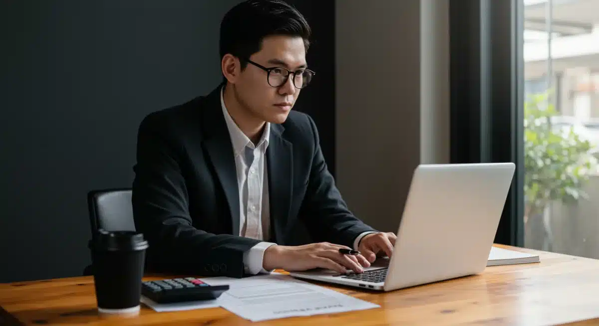 Young professional budgeting for student loan payments.