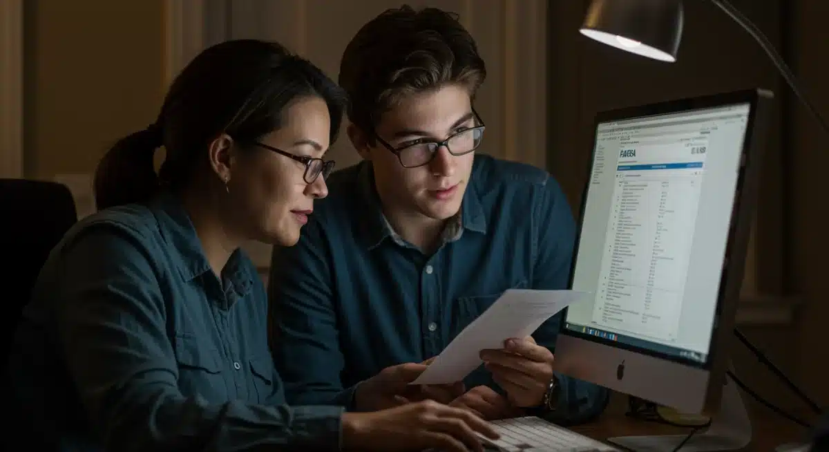 Parent and student reviewing 2026 FAFSA requirements and financial aid options together.