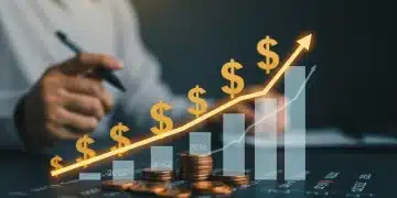 Illustration of compound interest visually representing exponential savings growth over time, leading to financial prosperity by 2026.