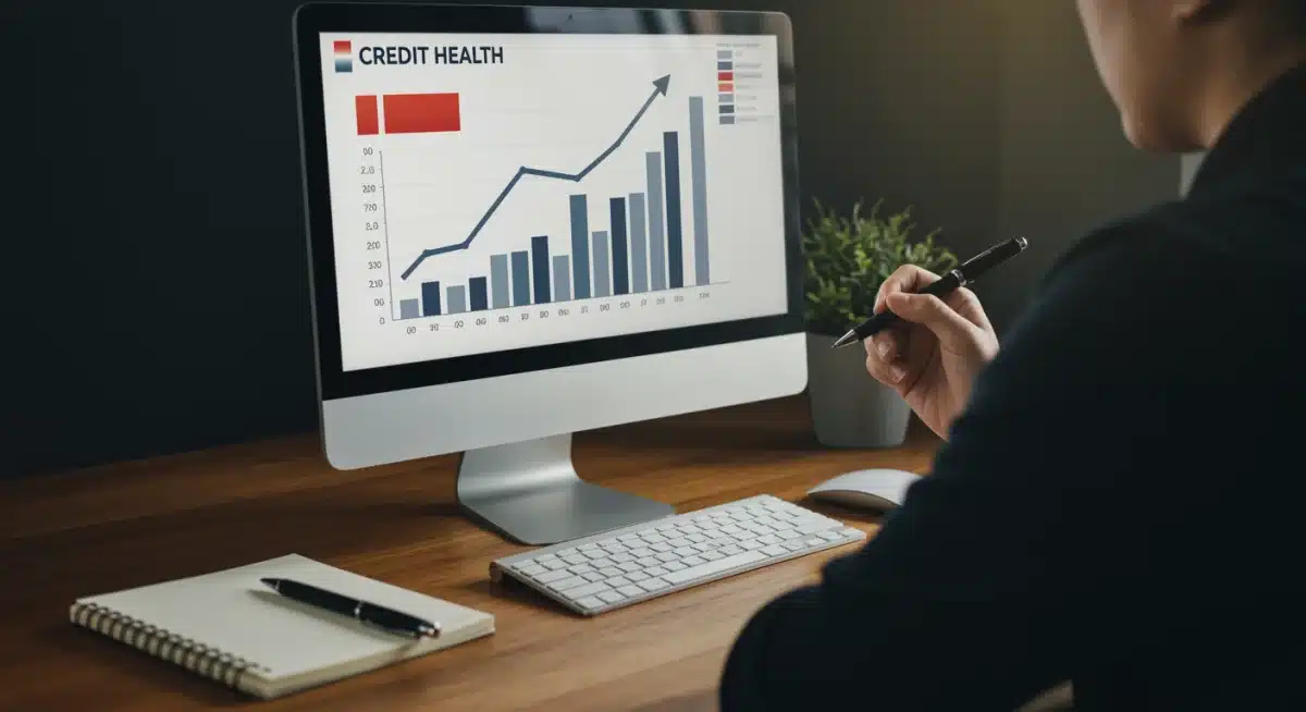 Individual analyzing credit score improvement strategies