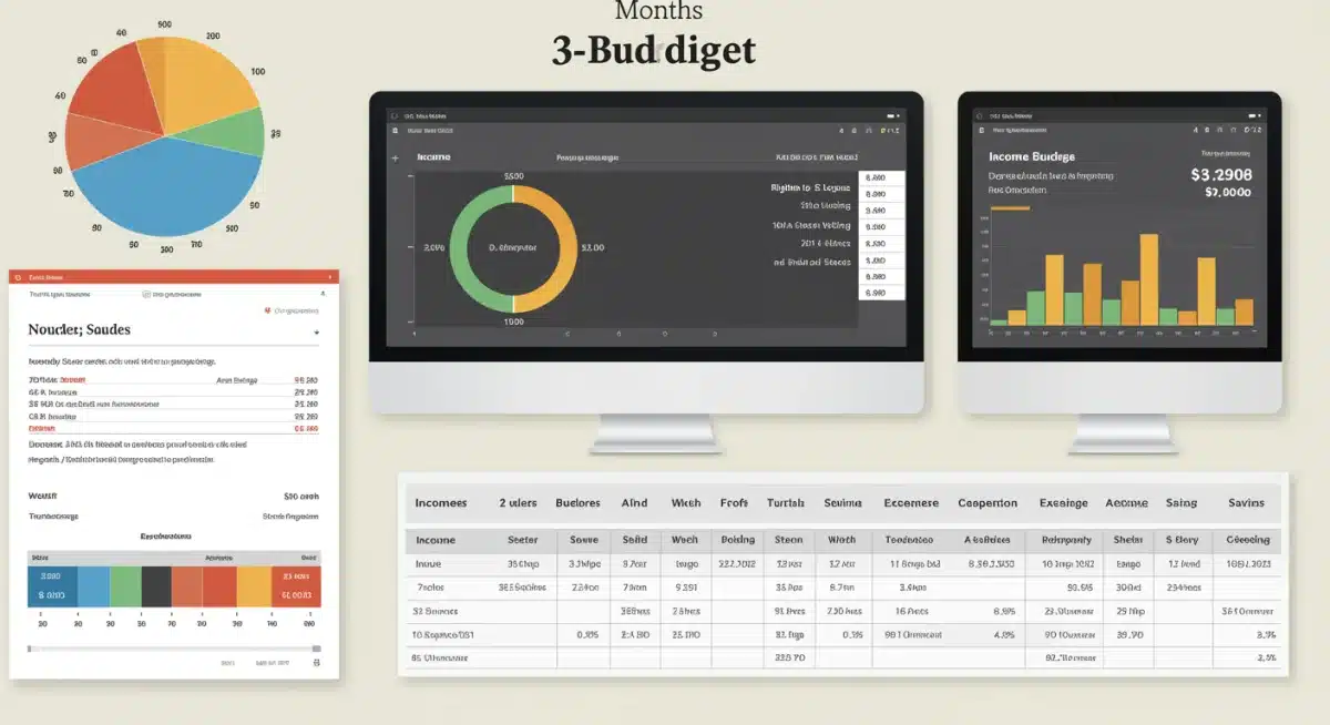 Illustration of a 3-month spending plan dashboard